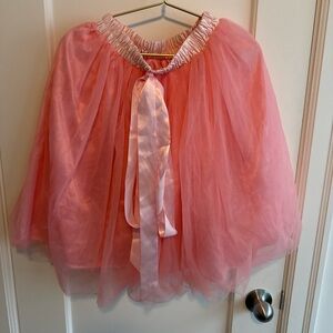 Pink Tulle Skirt with Satin Ribbon one size